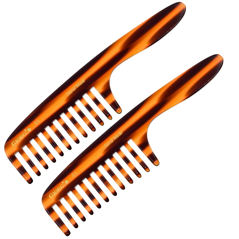 Giorgio G61 Extra Wide Tooth Detangler Comb Ideal For Your Daily hair care  Large Teeth for Thick Wavy or Curly Hair For Men and WomanDry or Wet hair Handmade SawCut and Hand Polished 75